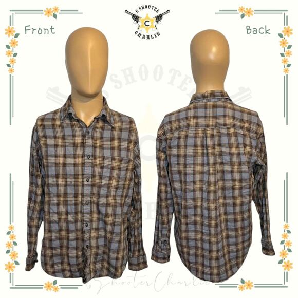 Arrow Classic Vintage Men's Brown Plaid Flannel Button Down Shirt Medium Cotton - Picture 1 of 6